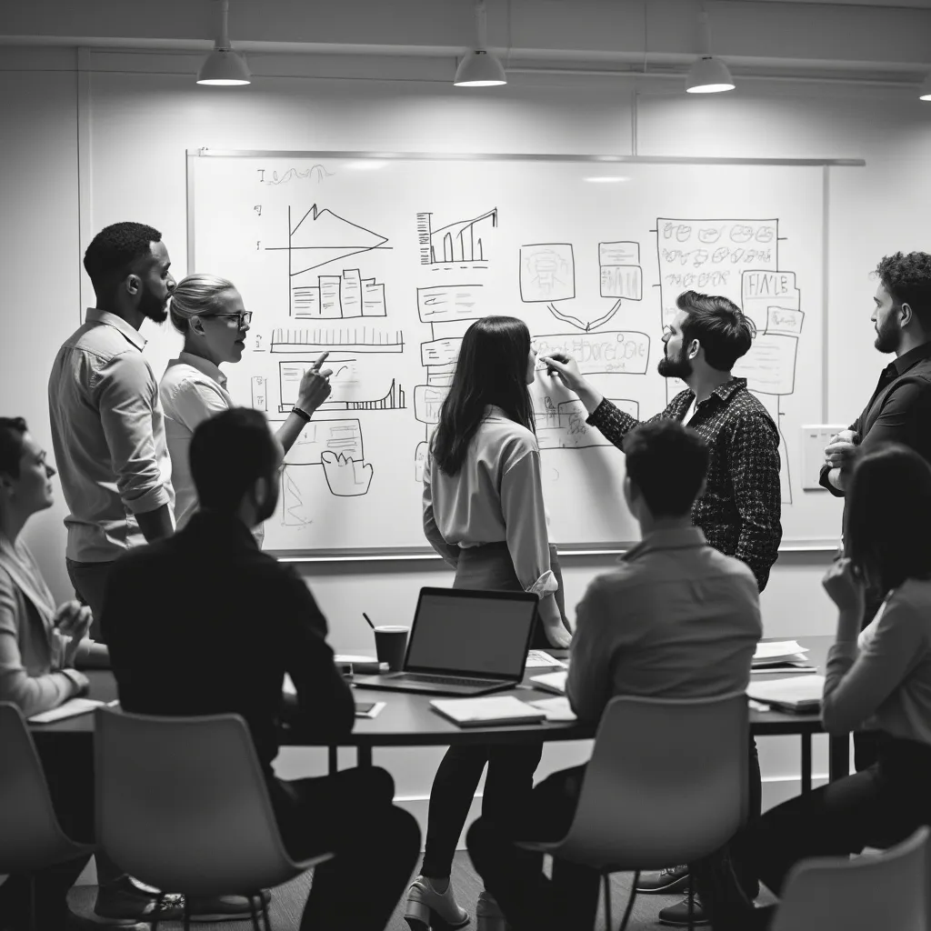 Equipo trabajando en estrategia